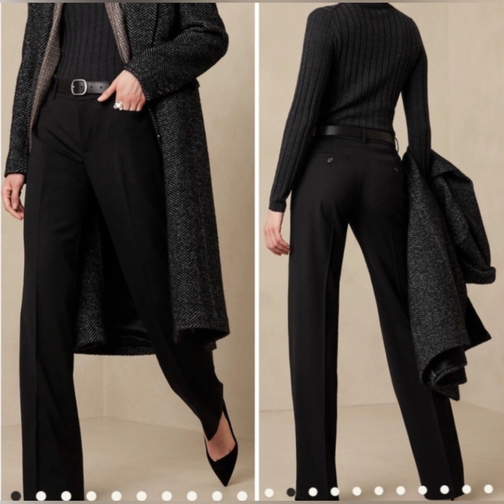 NWT! Banana Republic Black Siena Straight Wool Pant - ALL SIZES LONG - Picture 9 of 9